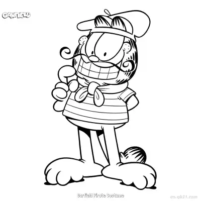 Free printable Garfield Pirate Costume  Coloring Page - Free PDF Printable Garfield Cat Coloring Sheets coloring page