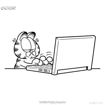 Free printable Garfield Playing Computer  Coloring Page - Free PDF Printable Garfield Cat Coloring Sheets coloring page