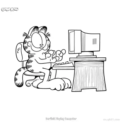 Free printable Garfield Playing Computer 2 Coloring Page - Free PDF Printable Garfield Cat Coloring Sheets coloring page