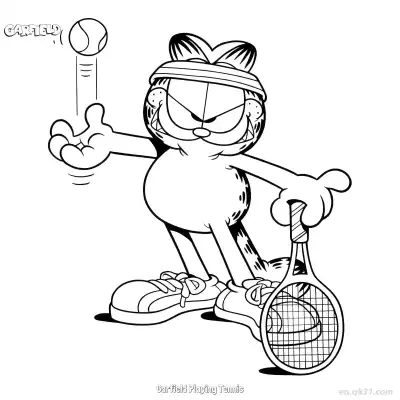 Free printable Garfield Playing Tennis  Coloring Page - Free PDF Printable Garfield Cat Coloring Sheets coloring page