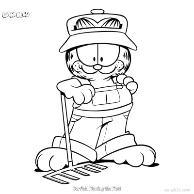 Free printable Garfield Plowing the Field  Coloring Page - Free PDF Printable Garfield Cat Coloring Sheets coloring page