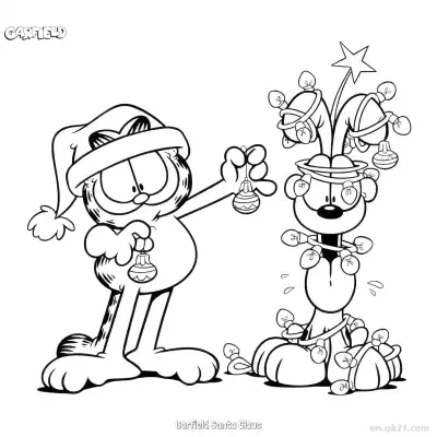 Free printable Garfield Santa Claus 2 Coloring Page - Free PDF Printable Garfield Cat Coloring Sheets coloring page