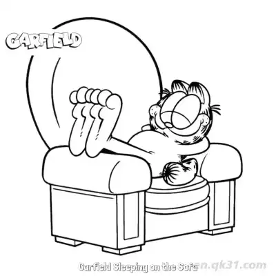 Free printable Garfield Sleeping on the Sofa 1 Coloring Page - Free PDF Printable Garfield Cat Coloring Sheets coloring page