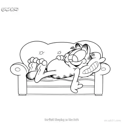 Free printable Garfield Sleeping on the Sofa 2 Coloring Page - Free PDF Printable Garfield Cat Coloring Sheets coloring page