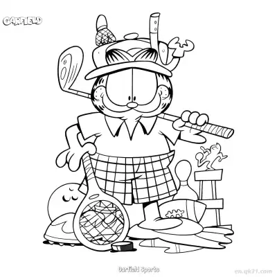 Free printable Garfield Sports  Coloring Page - Free PDF Printable Garfield Cat Coloring Sheets coloring page