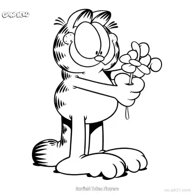 Free printable Garfield Takes Flowers  Coloring Page - Free PDF Printable Garfield Cat Coloring Sheets coloring page