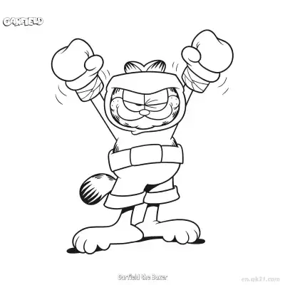 Free printable Garfield the Boxer  Coloring Page - Free PDF Printable Garfield Cat Coloring Sheets coloring page