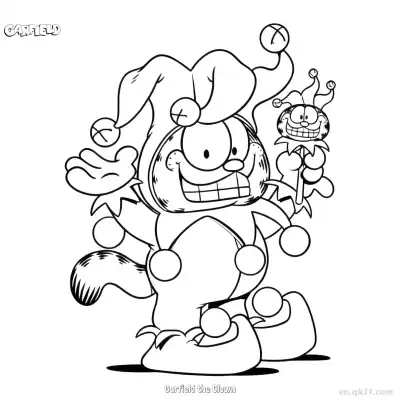 Free printable Garfield the Clown  Coloring Page - Free PDF Printable Garfield Cat Coloring Sheets coloring page