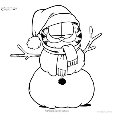 Free printable Garfield the Snowman  Coloring Page - Free PDF Printable Garfield Cat Coloring Sheets coloring page