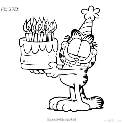 Free printable Happy Birthday Garfield  Coloring Page - Free PDF Printable Garfield Cat Coloring Sheets coloring page