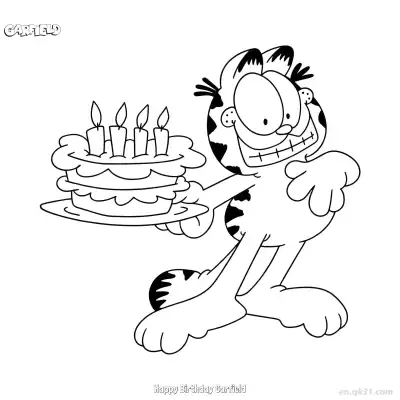 Free printable Happy Birthday Garfield 2 Coloring Page - Free PDF Printable Garfield Cat Coloring Sheets coloring page