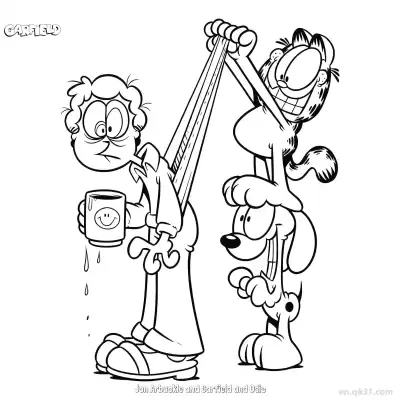 Free printable Jon Arbuckle and Garfield and Odie Dog  Coloring Page - Free PDF Printable Garfield Cat Coloring Sheets coloring page