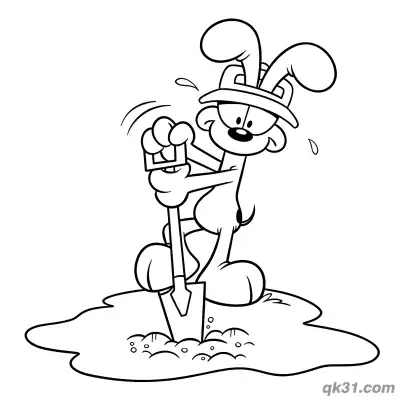 Free printable Mama Odie Digging in Garden Coloring Page | Cute & Simple for Preschool coloring page