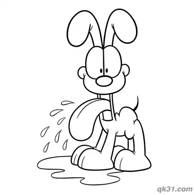 Free printable Drooling Dog Odie Coloring Page | Funny Garfield Cat Scene for Kids coloring page