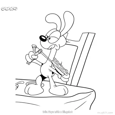 Free printable Odie Dog Plays with a Slingshot  Coloring Page - Free PDF Printable Garfield Cat Coloring Sheets coloring page