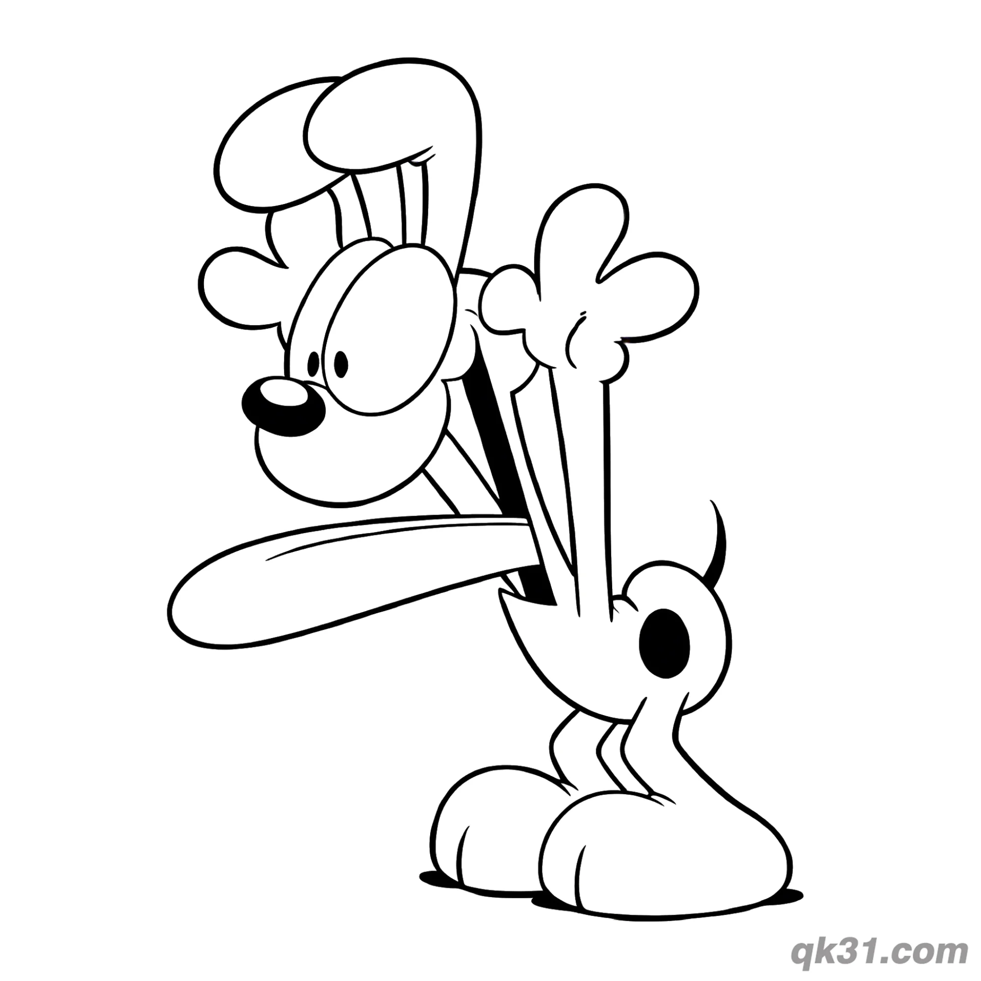 Silly Odie with Long Tongue Coloring Page | Funny & Easy for Kindergarten – Free Printable Coloring Page for Kids and Adults