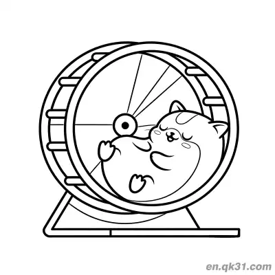 Free printable Chubby Hamster Sleeping in Exercise Wheel Coloring Page coloring page