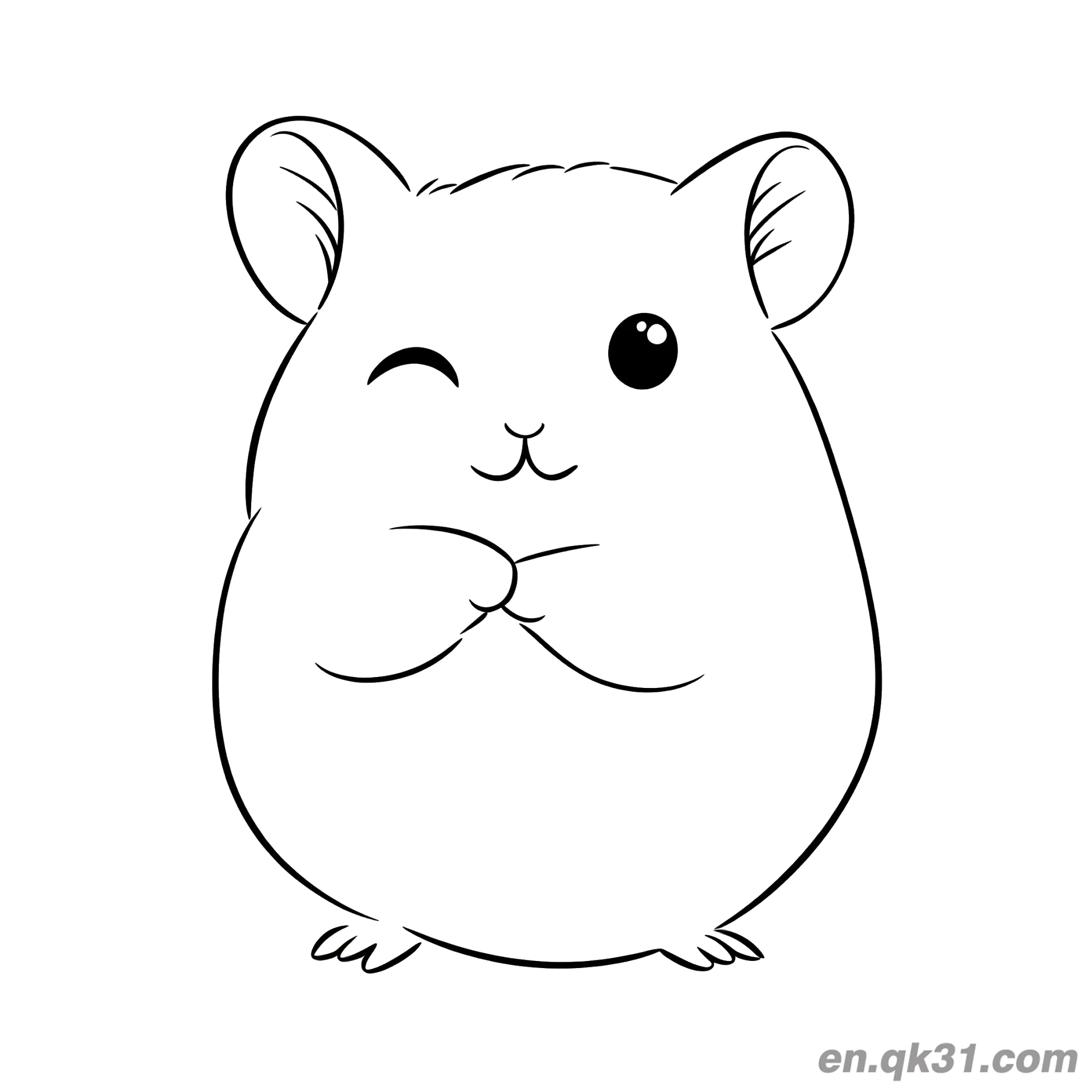 Chubby Hamster Winking with One Eye Coloring Page – Free Printable Coloring Page for Kids and Adults