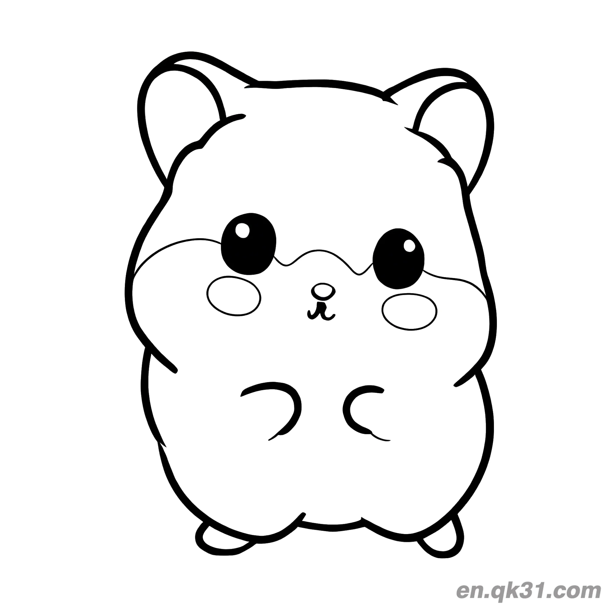 Chubby Hamster with Blush and Short Arms Coloring Page – Free Printable Coloring Page for Kids and Adults