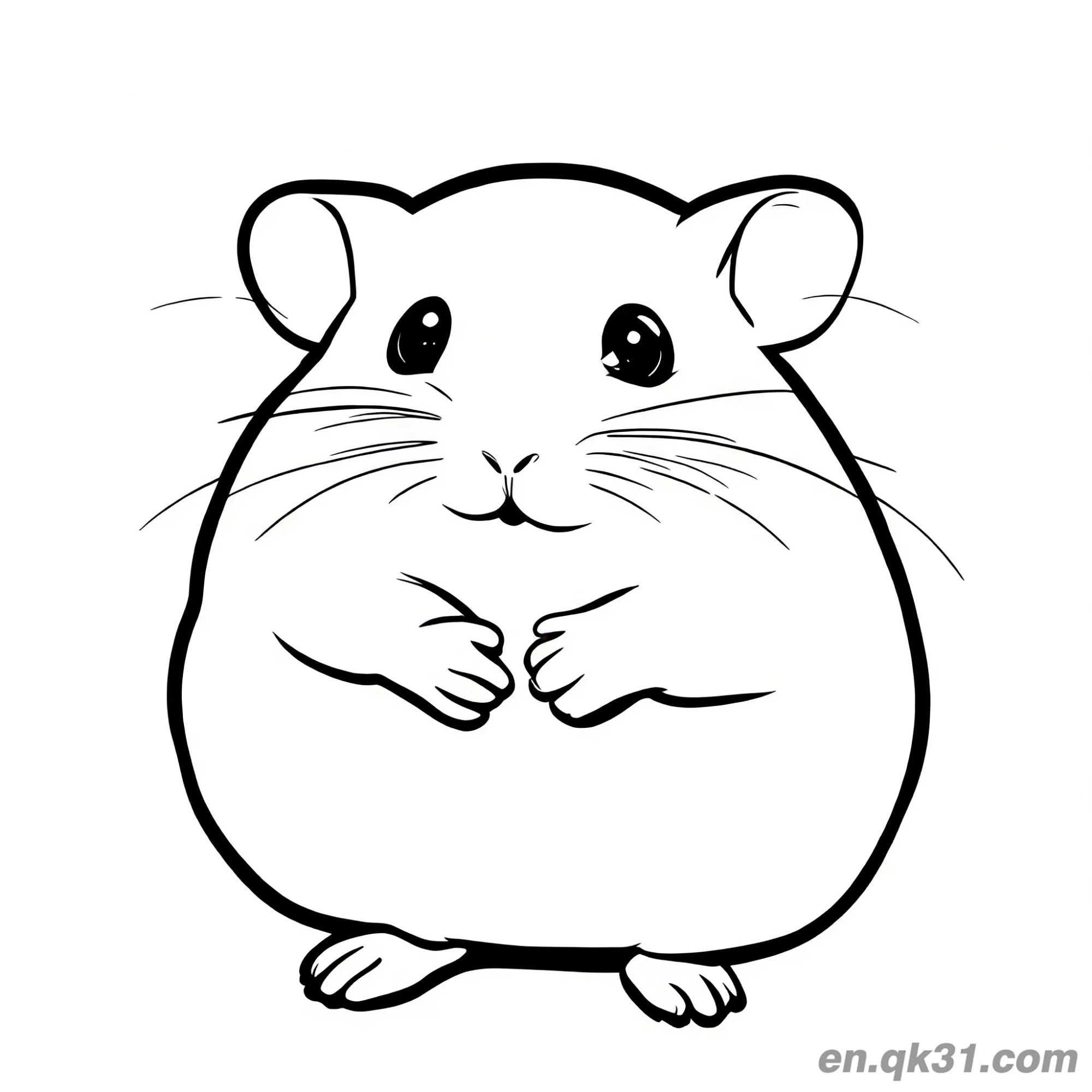 Chubby Hamster with Hands on Chest Coloring Page – Free Printable Coloring Page for Kids and Adults