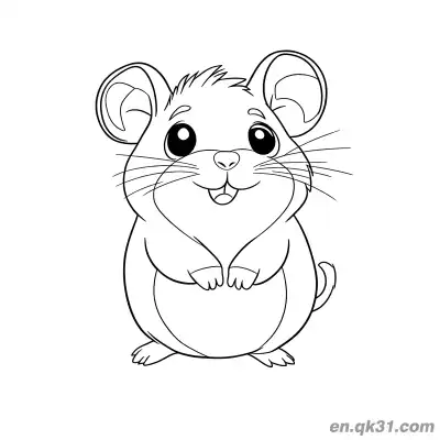 Free printable Cute Sitting Hamster with Big Eyes Coloring Page coloring page