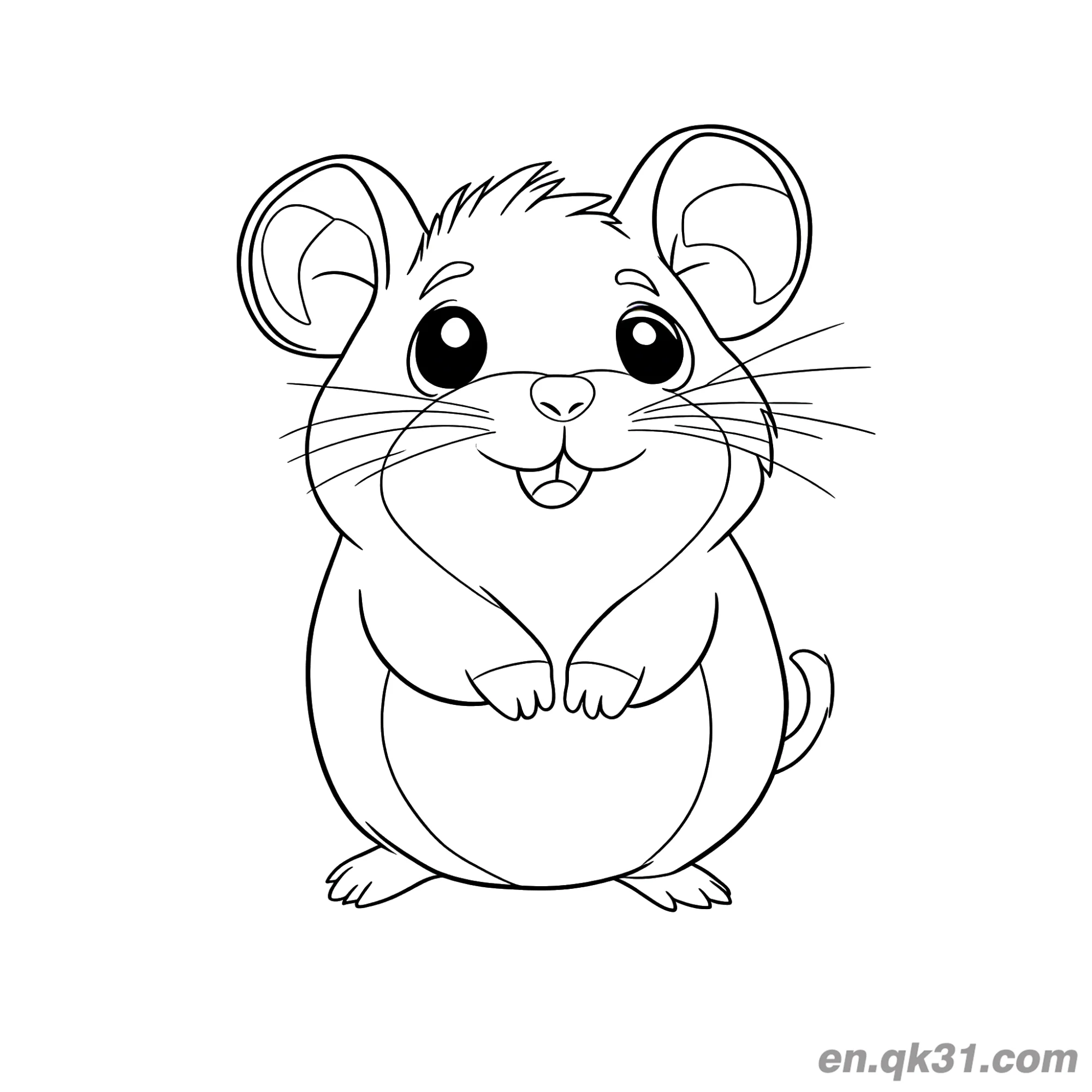 Cute Sitting Hamster with Big Eyes Coloring Page – Free Printable Coloring Page for Kids and Adults