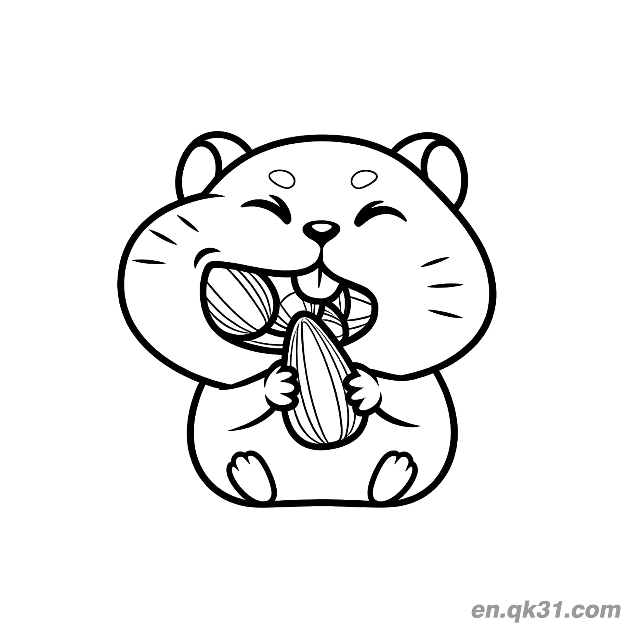 Hamster Gorging on Sunflower Seeds Coloring Page – Free Printable Coloring Page for Kids and Adults