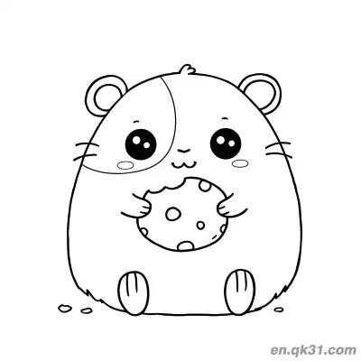 Free printable Hamster Holding Bitten Cookie with Crumbs on Ground Coloring Page coloring page