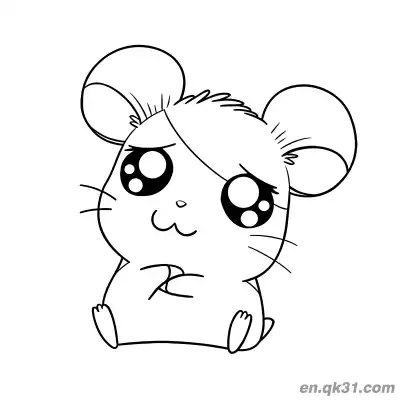Free printable Hamster in Hamtaro Style with Big Eyes Coloring Page coloring page