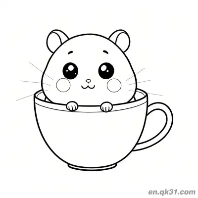 Free printable Hamster Sitting Inside Teacup Coloring Page coloring page