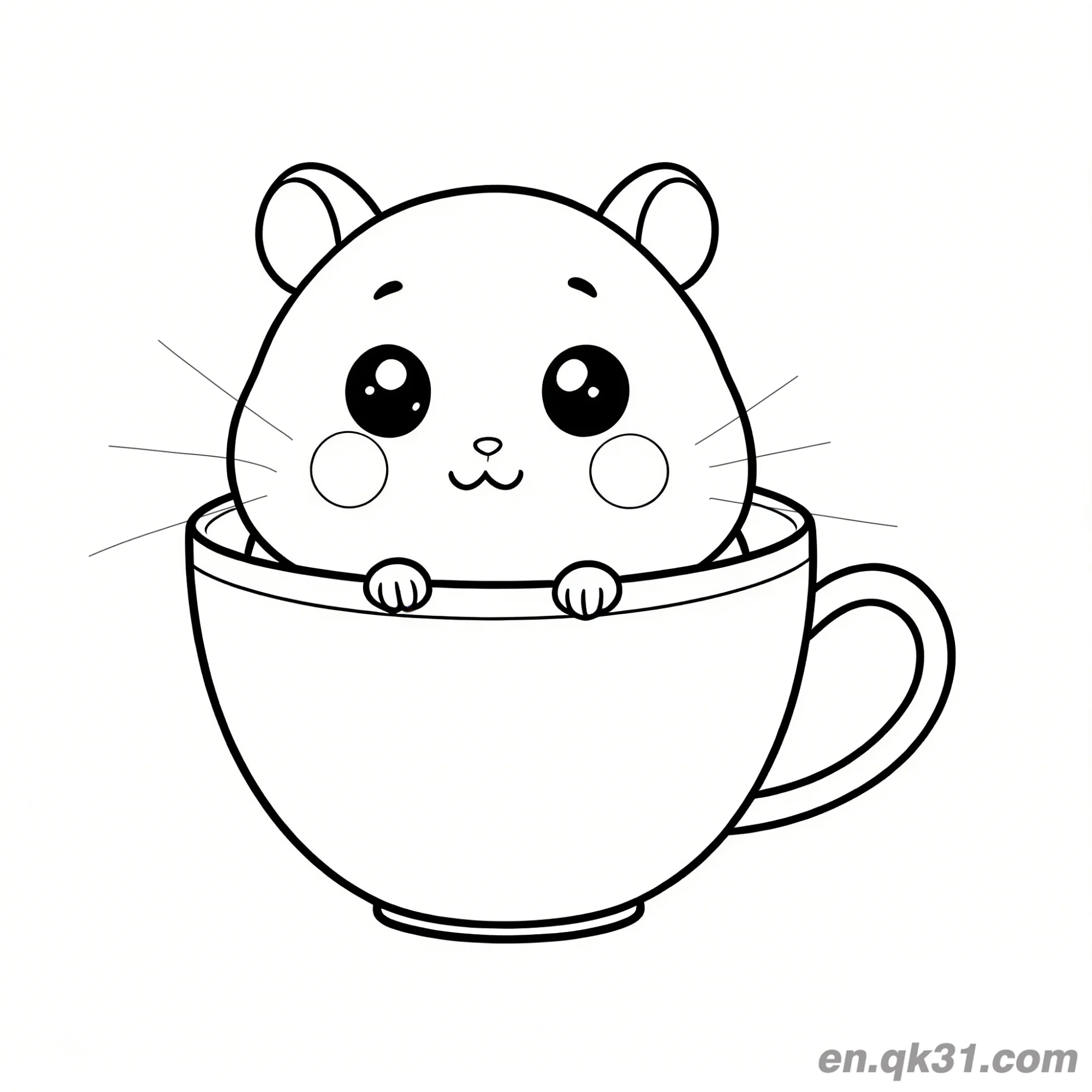 Hamster Sitting Inside Teacup Coloring Page – Free Printable Coloring Page for Kids and Adults