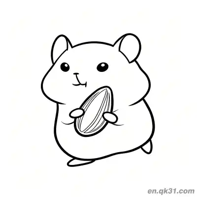 Free printable Hamster Walking Holding Sunflower Seed Coloring Page coloring page