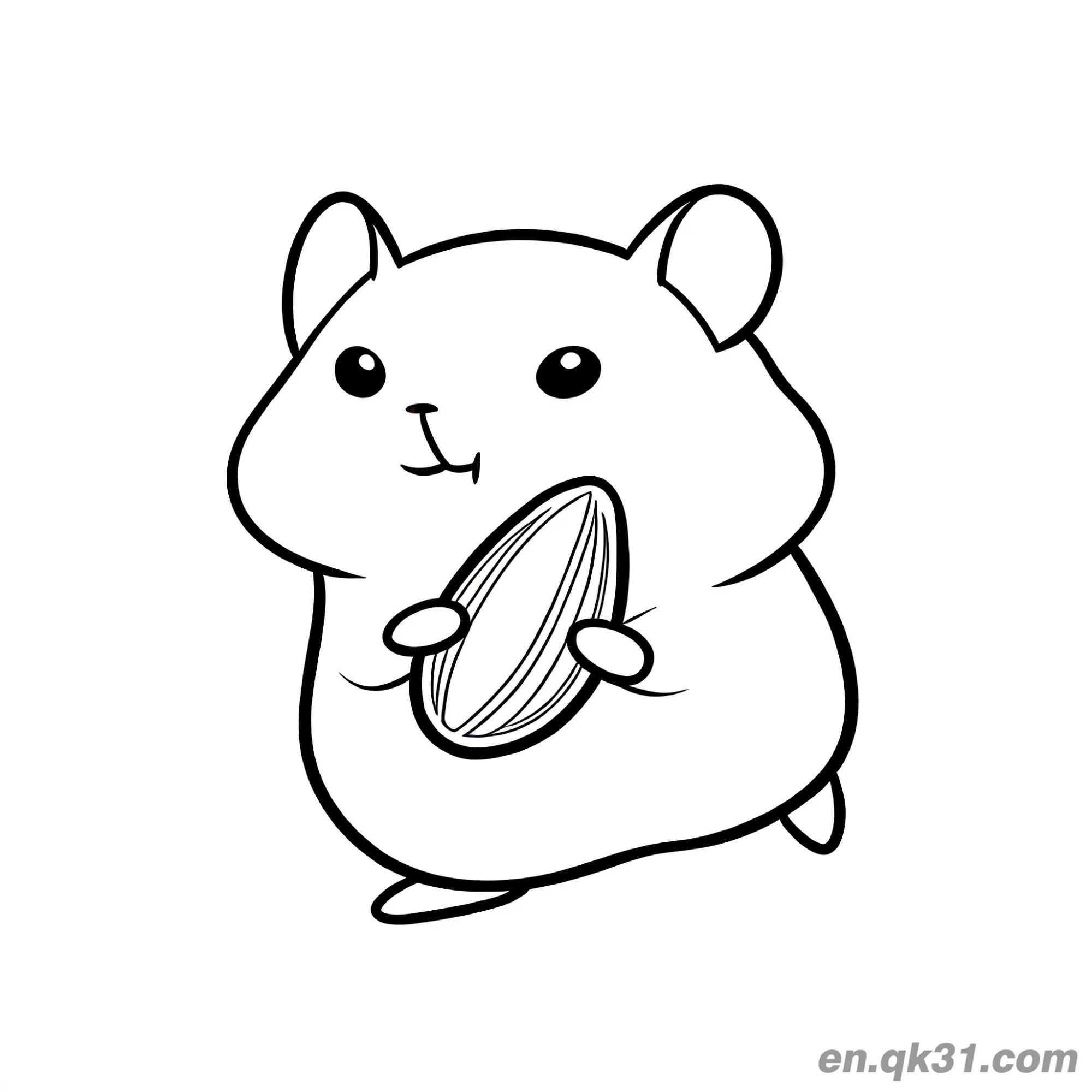 Hamster Walking Holding Sunflower Seed Coloring Page – Free Printable Coloring Page for Kids and Adults