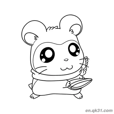 Free printable Hamster Wearing Scarf Holding Sunflower Seed Coloring Page coloring page