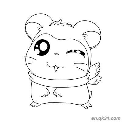 Free printable Hamster Wearing Scarf Winking Coloring Page coloring page