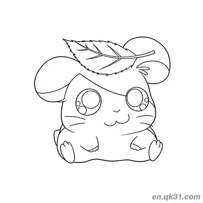 Free printable Hamster with Leaf on Head Coloring Page coloring page