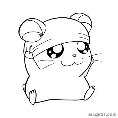 Free printable Hamtaro Hamster Pulling on Hamster Hood Coloring Page coloring page