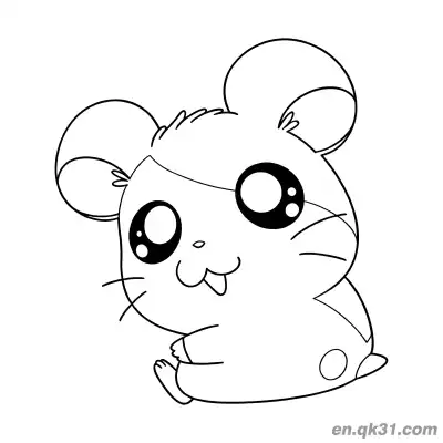 Free printable Hamtaro Hamster Sitting Sideways with Tongue Out Coloring Page coloring page