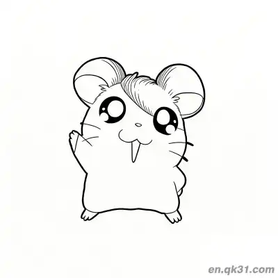 Free printable Hamtaro Hamster Waving with Tongue Out Coloring Page coloring page