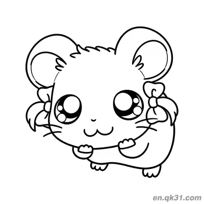 Free printable Hamtaro Hamster with Double Bows Coloring Page coloring page