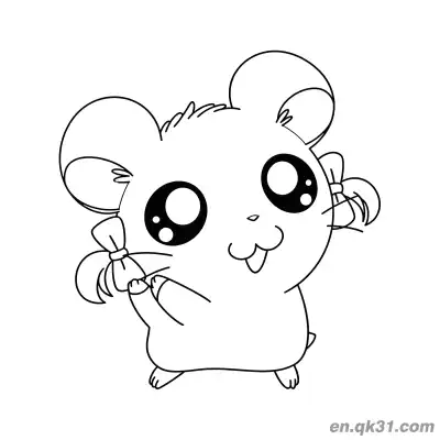 Free printable Hamtaro Hamster with Single Bow Coloring Page coloring page