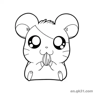 Free printable Hamtaro Style Hamster Holding Sunflower Seed Coloring Page coloring page