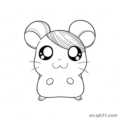 Free printable Hamtaro Style Hamster with Bangs Coloring Page coloring page