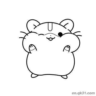 Free printable Happy Chubby Hamster with Closed Eyes Coloring Page coloring page