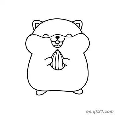 Free printable Happy Hamster Holding a Sunflower Seed Coloring Page coloring page