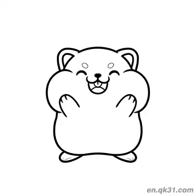 Free printable Happy Hamster with Puffed Cheeks Raising Hands Coloring Page coloring page