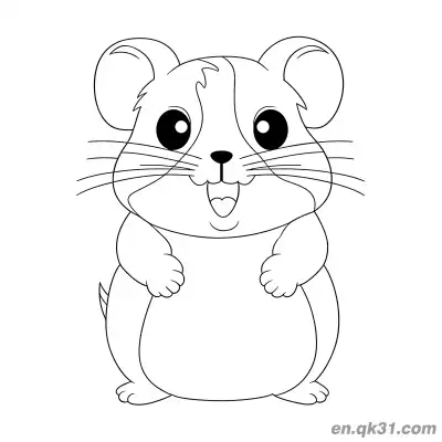 Free printable Happy Hamster with Striped Face Coloring Page coloring page