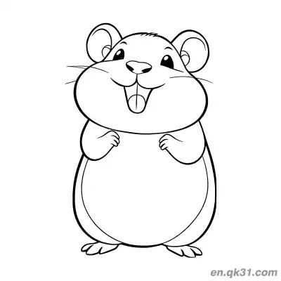Free printable Happy Standing Hamster with Tongue Out Coloring Page coloring page