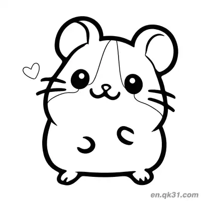 Free printable Minimalist Hamster with Floating Heart Coloring Page coloring page