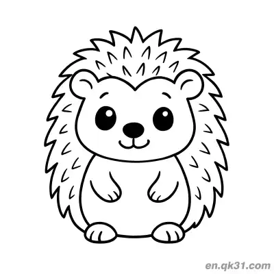 Free printable Cute Sitting Hedgehog with Textured Spines Coloring Page coloring page